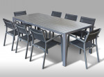 [Obrázek: Hliníkový zahradní nábytek: stůl Jerry 220cm tmavě šedý a 8 stohovatelných křesel Juventus #1