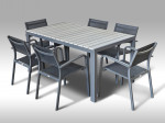 [Obrázek: Hliníkový zahradní nábytek: stůl Jersey 160cm šedý a 6 stohovatelných křesel Juventus #1