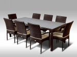 [Obrázek: Umělý ratan - jídelní sestava Enrico 220 + 8 židlí Pietro hnědá, sv. hnědý polstr + DÁREK #1