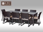 [Obrázek: Umělý ratan - jídelní sestava Orlando 220 + 8 židlí Armino hnědá, světle hnědý polstr #1