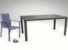 [Obrázek: Hliníkový zahradní nábytek: stůl Jersey 160cm šedý a 6 stohovatelných křesel Jony]