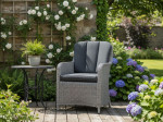 [Obrázek: Exkluzivní zahradní křeslo Manchester, kulatý šedý umělý ratan, hliník #1