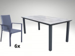 [Obrázek: Hliníkový nábytek: stůl Florance 180cm keramická deska a 6 stohovatelných křesel Jony #1