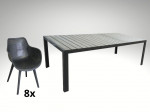 [Obrázek: Hliníkový set: stůl Jerry 220cm tmavě šedý a 8 designových křesel Jasper]