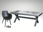 [Obrázek: Hliníkový zahradní nábytek rozkládací stůl Gerardo 205/265cm, 10 designových křesel Jasper]