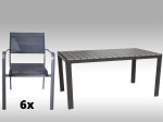 [Obrázek: Hliníkový zahradní nábytek: stůl Jerry 160cm tmavě šedý a 6 stohovatelných křesel Juventus #1