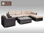 [Obrázek: Luxusní sedací souprava z umělého ratanu Conchetta XV 3,22x1,9m, světle hnědý polstr #1