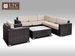 [Obrázek: Luxusní sedací souprava z umělého ratanu Conchetta XX 2,42x2,42m, světle hnědý polstr #1
