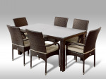 [Obrázek: Umělý ratan - jídelní sestava Enrico 160 + 6 židlí Pietro hnědá, světle hnědý polstr #1