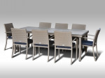 [Obrázek: Umělý ratan - jídelní sestava Enrico 220 + 8 židlí Armino šedobéžová + DÁREK #1