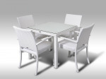 [Obrázek: Umělý ratan - jídelní sestava Orlando 80 + 4 židle Armino bílá #1
