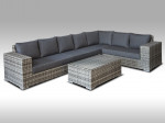 [Obrázek: Zahradní set – exkluzivní sedací souprava Bianca 8 pro 7 osob, půlkulatý šedý umělý ratan]
