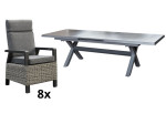 [Obrázek: Zahradní set: rozkládací stůl Gerardo 205/265cm a 8 velkých polohovatelných křesel Preston]